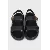 Dioract black leather sandals