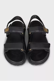 Dioract black leather sandals