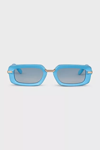 Narrow sunglasses with blue frames