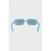 Narrow sunglasses with blue frames