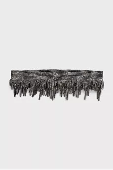 Silver choker with rhinestone fringe