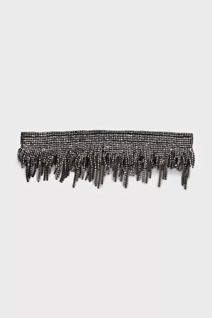 Silver choker with rhinestone fringe