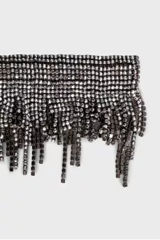 Silver choker with rhinestone fringe