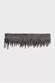 Silver choker with rhinestone fringe