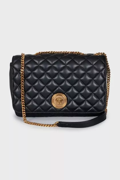 Leather crossbody bag with gold-tone hardware