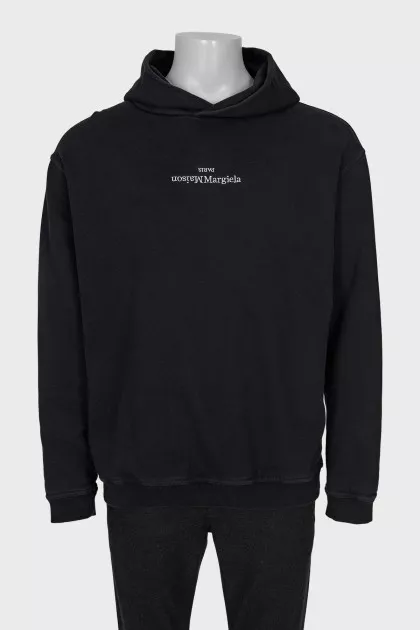Men's black hoodie with brand logo
