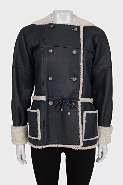Blue sheepskin coat
