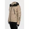 Down jacket with a contrasting hood