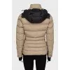 Down jacket with a contrasting hood