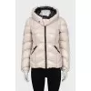 White fitted down jacket with a zipper