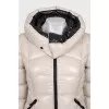 White fitted down jacket with a zipper