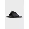 Chunky black flip flops