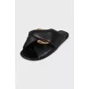 Chunky black flip flops