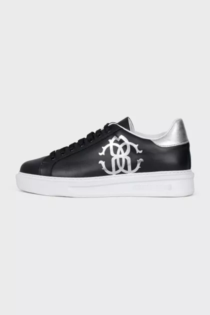 Men's leather sneakers with logo