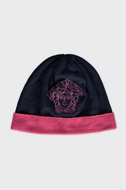 Cashmere hat with brand logo