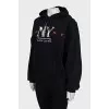 Denim hoodie with print