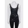 Black sequined tank top