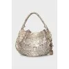 Gold python leather bag