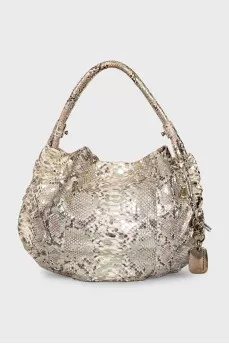 Gold python leather bag