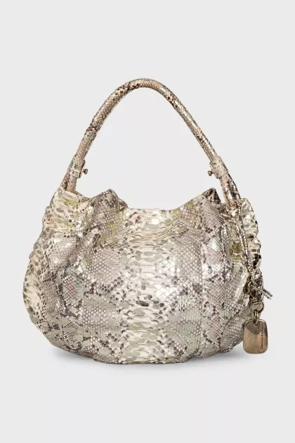 Gold python leather bag