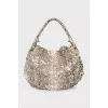 Gold python leather bag