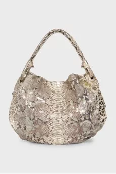 Gold python leather bag