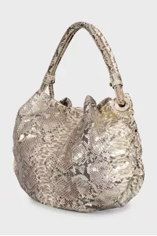 Gold python leather bag