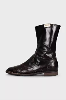 Brown boots with perforated leather