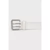 White leather belt with studs