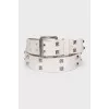 White leather belt with studs