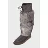 Gray fur and suede boots