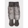 Gray fur and suede boots