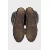 Gray fur and suede boots