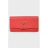 Red leather wallet with button