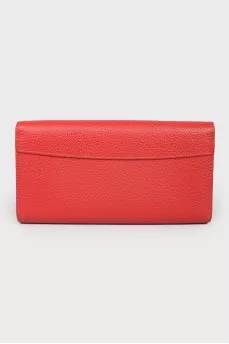 Red leather wallet with button