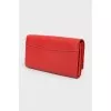 Red leather wallet with button