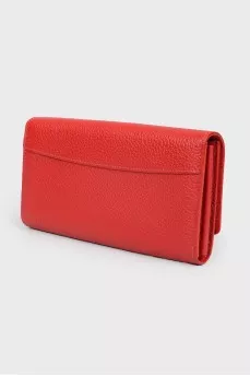 Red leather wallet with button