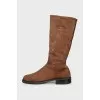 Brown suede slip-on boots