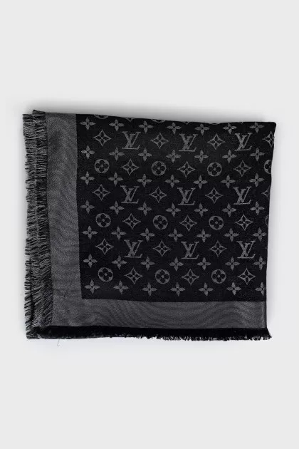 Black scarf with signature print