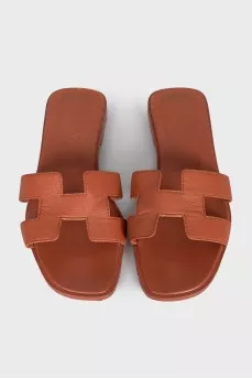 Brown leather Oran flip-flops