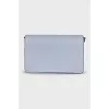 Blue leather bag with silver logo