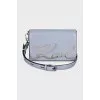 Blue leather bag with silver logo