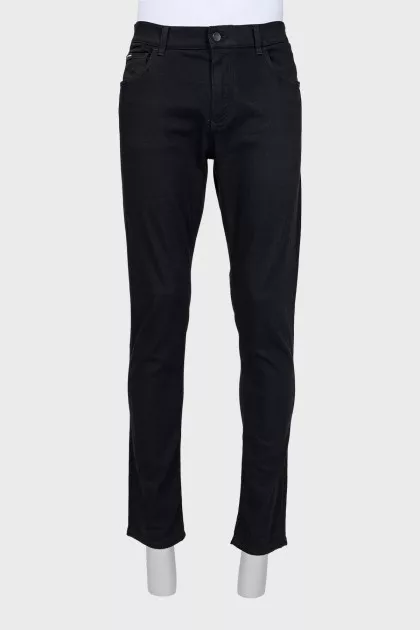 Men's black straight-leg jeans