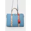 Blue Glacier Cuir Plume tote bag