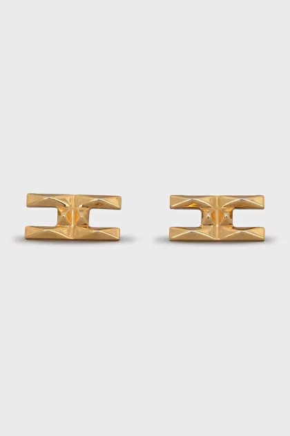 Gold-tone logo earrings