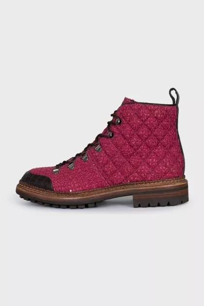 Pink textile boots