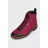 Pink textile boots