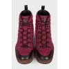Pink textile boots