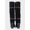 Suede wedge boots with zippers