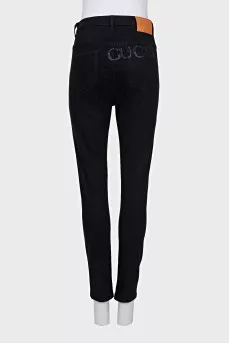 High-waisted jeans with embroidery